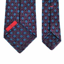 美品 ISAIA イザイア 7FOLD セッテピエゲ シルク100％ 総柄 レギュラータイ ネクタイ 紫×青×紺 バイオレット×ブルー×ネイビー J0303_画像5