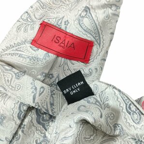 ほぼ美品 ISAIA イザイア シルク100％ 7FOLD セッテピエゲ ペイズリー柄 レギュラータイ ネクタイ ライトグレー J0303の画像7