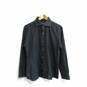 良品 TOM FORD トムフォード 長袖 レギュラーカラー コットンシャツ 42 16 1/2 ブラック 黒