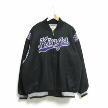 新品 未使用 MITCHELL&NESS ミッチェル＆ネス HARDWOOD CLASSICS NBA KINGS スタジアムジャンパー スタジャン 大きいサイズ 3XL ブラック_画像1