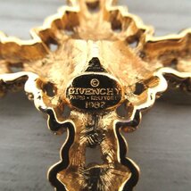 美品 80’S GIVENCHY ジバンシィ ヴィンテージ クリスタル ラインストーン クロス ペンダント ネックレス ゴールドカラー C0501_画像3