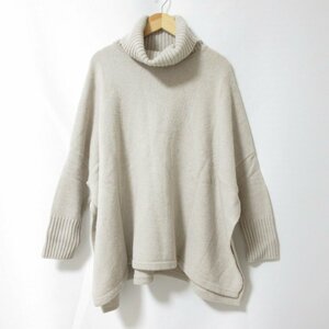 美品 20AW 23区 MY STANDARD ニジュウサンク カシミヤブレンド タートルネック オーバーサイズニット セーター 32 小さいサイズ ベージュ