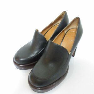  beautiful goods Chloe Chloe round tu wood tea n key heel leather Loafer pumps size 35 approximately 22cm black black 