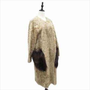  almost beautiful goods ADORE Adore karu gun Ram × fox fur no-kala- LAP ko Kuhn long coat 38 beige 