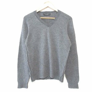  beautiful goods DOLCE&GABBANA Dolce & Gabbana cut off V neck long sleeve knitted sweater 44 gray grey 