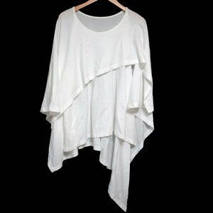 美品 21SS ISSEY MIYAKE イッセイミヤケ アシンメトリーデザイン レイヤード カットソー サイズ2 白 ホワイト C0503