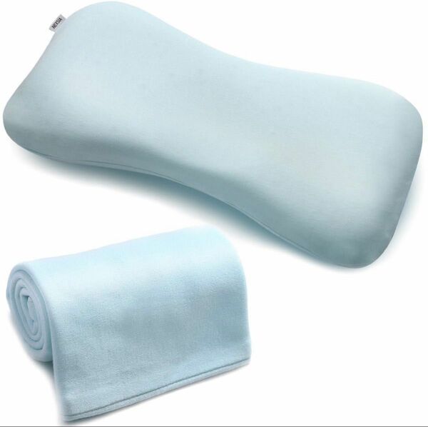 ベビー枕　赤ちゃん用まくら　低反発枕　ブルー（水色）枕カバー2枚セット　新品未使用