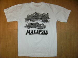 東南アジア MADE IN MALAYSIA マレーシア Tシャツ★世界遺産 海外旅行 水上ボート 水上マーケット 農民 