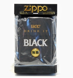 【未使用】抽プレ ZIPPO UCC コーヒー 無糖 BLACK 懸賞品 ジッポ 非売品 平成 レトロ ジッポー アンティーク