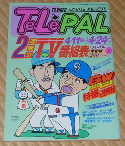 TeLePAL 表紙 落合 清原　テレパル 1987 8　マドンナ　中山美穂　中森明菜　鎌田敏夫　