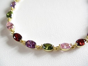 ◆ YG Marquis CZ Tennis Bracelet ◆ Multicolor