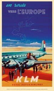 KLM ポスター　ヨーロッパへの途中 - 1950