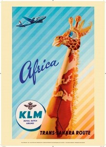 PLM Poster KLM Африканская транс -сахара -роуд 1953