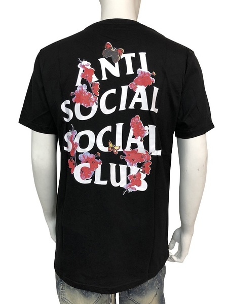 ANTI SOCIAL SOCIAL CLUB 半袖 Ｔシャツ プリント 花柄 ロゴ カジュアル トップス ブラック M