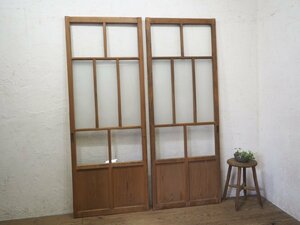 taK0342*(2)[H176,5cm×W67cm]×2 sheets * antique * taste ... exist old wooden glass door * old fittings sliding door sash old Japanese-style house block house retro L pine 