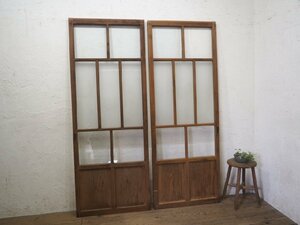 taK0341*(1)[H176,5cm×W67cm]×2 sheets * antique * taste ... exist old wooden glass door * old fittings sliding door sash old Japanese-style house block house retro L pine 