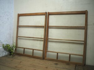 taK0419*[H118cm×W89cm]×2 листов * симпатичный молдинг стекло ввод. старый дерево рамка-оправа стекло дверь * старый двери раздвижная дверь рама старый дом в японском стиле воспроизведение retro античный K внизу 