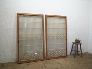 taK0408*(2)[H122cm×W66,5cm]×2 sheets * both sides glass entering * wonderful collection . skill. old tree frame sliding door * fittings glass door paper . door retro antique K.1