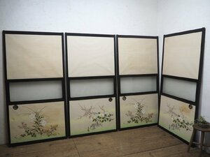 taK0447*(2)[H177cm×W89cm]×4 sheets * glass entering * retro taste ... both sides .* fittings fusuma sliding door sash . pavilion hotel old Japanese-style house block house peace .M pine 