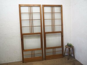 taK0535*(5)[H178cm×W66cm]×2 sheets * Showa Retro . old tree frame glass door * fittings sliding door sash peace . old Japanese-style house interior reform Vintage L pine 