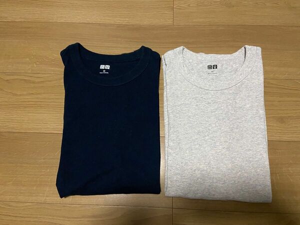 UNIQLO　クルーネック　Tシャツ　２枚　セット　ネイビー　ライトグレー