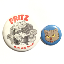 デカ缶バッジ 58mm 25mm 2個セット Fritz The Cat (白) Robert Crumb ロバートクラム チーチ&チョン_画像1