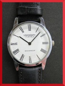 UNIVERSITY 17石 手巻き 3針 ローマン 男性用 メンズ 腕時計 U818 稼働品