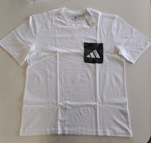 タグ付き未使用品 adidas 胸ポケット付き Tシャツ XOサイズ(2XLサイズ) 白