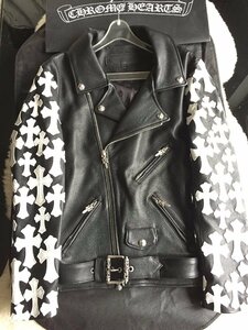 即決　極美品　CHROME HEARTS クロムハーツ　スペシャルオーダー　クロスパッチ多数装飾　JJ　DEAN　レザーライダース☆Mサイズ