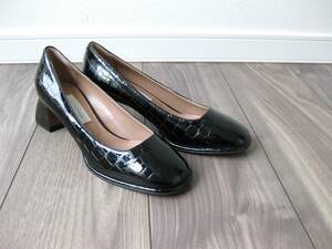  unused * Italy made L'AUTRE CHOSE* heel pumps * black enamel *36(23cm)* futoshi heel * low tore show z* prompt decision *