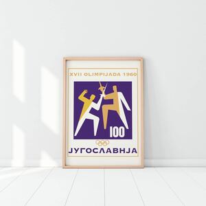 オリンピック 1960 モダンアートポスター ポップアート フェンシング