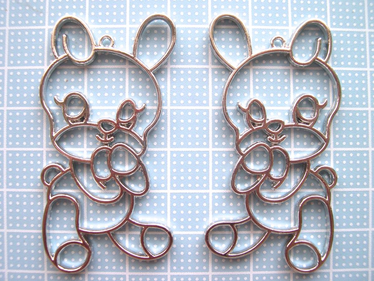 Alice's Little Room 90 yen x 1 * Resin frame * Setting * Nickel * Rabbit stuffed toy, Handcraft, Handicrafts, Beadwork, Metal parts