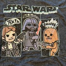 ディズニー スターウォーズ Disney STAR WARS ビンテージ 90s 00s 半袖 VネックＴシャツ XL 映画アニメ 紺 ネイビー コットン ポリエステル_画像3