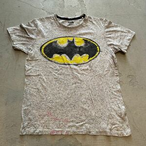 バットマン BATMAN ビンテージ 90s 00s 半袖Tシャツ S アメリカ USA古着 DCコミックス ロゴプリント グレー ムービー ヒースレジャー 映画