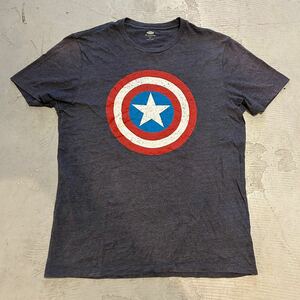 マーベル マーブル マーヴル キャプテンアメリカ MARVEL Captain America ビンテージ 90s プリント 半袖Tシャツ M アメコミ グレー DC 映画