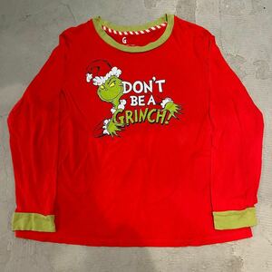 グリンチ ドクタースース The GRINCH Dr.Seuss ビンテージ 90s 00s Tシャツ XL プリント 赤 レッド アメリカ USA古着 コットン ロングT