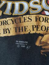 90s L harley davidson 3D EMBLEM vintage Tシャツ ハーレー ビンテージ アメリカンフラッグ 1990 バイク_画像3