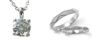 ダイヤモンド ネックレス 婚約 結婚指輪 3セット 安い プラチナ 0.4カラット 鑑定書付 0.403ct Dカラー VS1クラス 3EXカット H&C CGL
