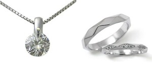 ダイヤモンド ネックレス 婚約 結婚指輪 3セット 安い プラチナ 0.4カラット 鑑定書付 0.403ct Dカラー VS1クラス 3EXカット H&C CGL
