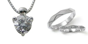 ダイヤモンド ネックレス 婚約 結婚指輪 3セット 安い プラチナ 0.3カラット 鑑定書付 0.300ct Fカラー VS2クラス 3EXカット H&C CGL