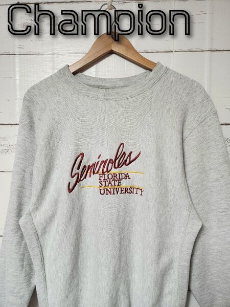Champion チャンピオン リバースウィーブ スウェット 刺繍タグ トレーナー グレー L 刺繍ロゴ