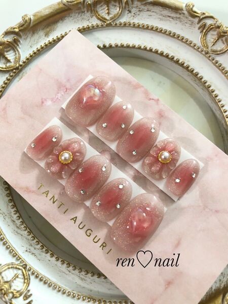 ぷるぷるオーロラハートのガーリーネイルチップ オーダー用※即購入お控えください。
