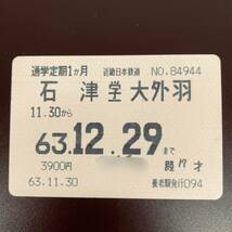 【希少品K2506】通学定期　使用済磁気定期券　昭和63年　近畿日本鉄道　養老鉄道　石津駅　大外羽駅　養老駅発行_画像1