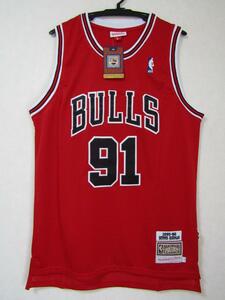 【新品】 NBA RODMAN #91 デニス・ロッドマン BULLS シカゴ・ブルズ ユニフォーム ゲームシャツ　ジャージ　刺繍　マイケル・ジョーダン L