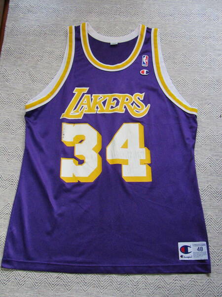 ★希少 NBA O’NEAL シャキール・オニール #34 LAKERS ロサンゼルス・レイカーズ Champion チャンピオン ヴィンテージ ユニフォーム シャツ