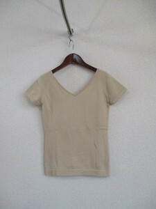 CECILMcBEE beige short sleeves cotton . knitted (USED)31818②