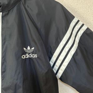 傷あり Adidas デサント製 80’s スプリング ナイロンジャケット 黒 三角タグ