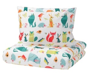 * IKEA Ikea * LATTJO latch ... futon cover & pillow cover, animal, multicolor <150x200/50x60 cm> postage 520 jpy ~ 2h