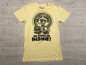 【送料無料】USA製 ALTRU製 CRAZY EDDIE US企業もの ロバートクラム Robert Crumb ヴィンテージ復刻 半袖Tシャツ メンズ S 黄色