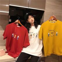 XXL ビッグシルエット プリント Tシャツ シャツ 半袖 オーバーサイズ カットソー メンズ レディース 丸首 デザイン 人気 白 ホワイト_画像9